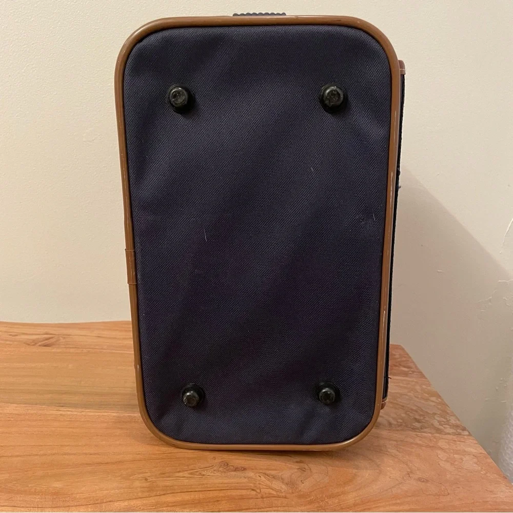 Vintage Diplomat Club Navy and Brown Cosmetic Case